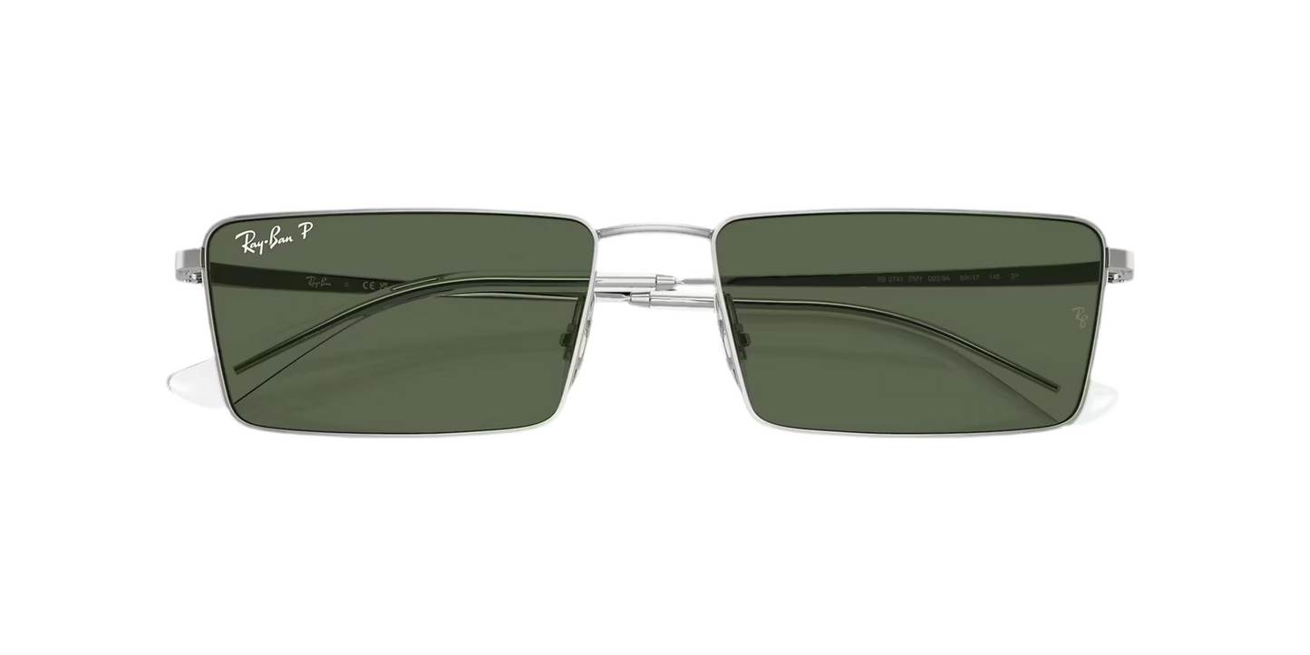 RAYBAN SUNGLASSES EMY BIO-BASED in Silver and Dark Green - RB3741